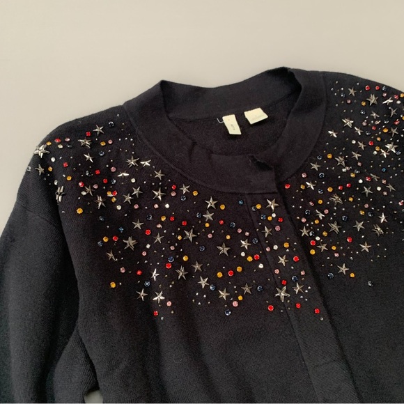 Anthropologie Fallen Star embellished jeweled cardigan sweater, S. - Picture 8 of 8